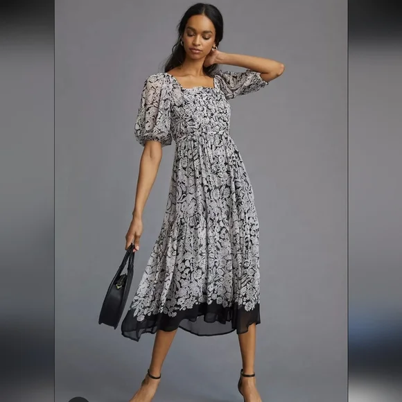 Anthropologie Smocked Midi Dress - Picture 3 of 8